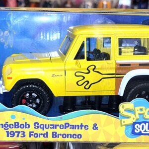 Jada Toys 1:24 SpongeBob SquarePants 1973 Ford Bronco Die‑Cast Vehicle + SpongeB